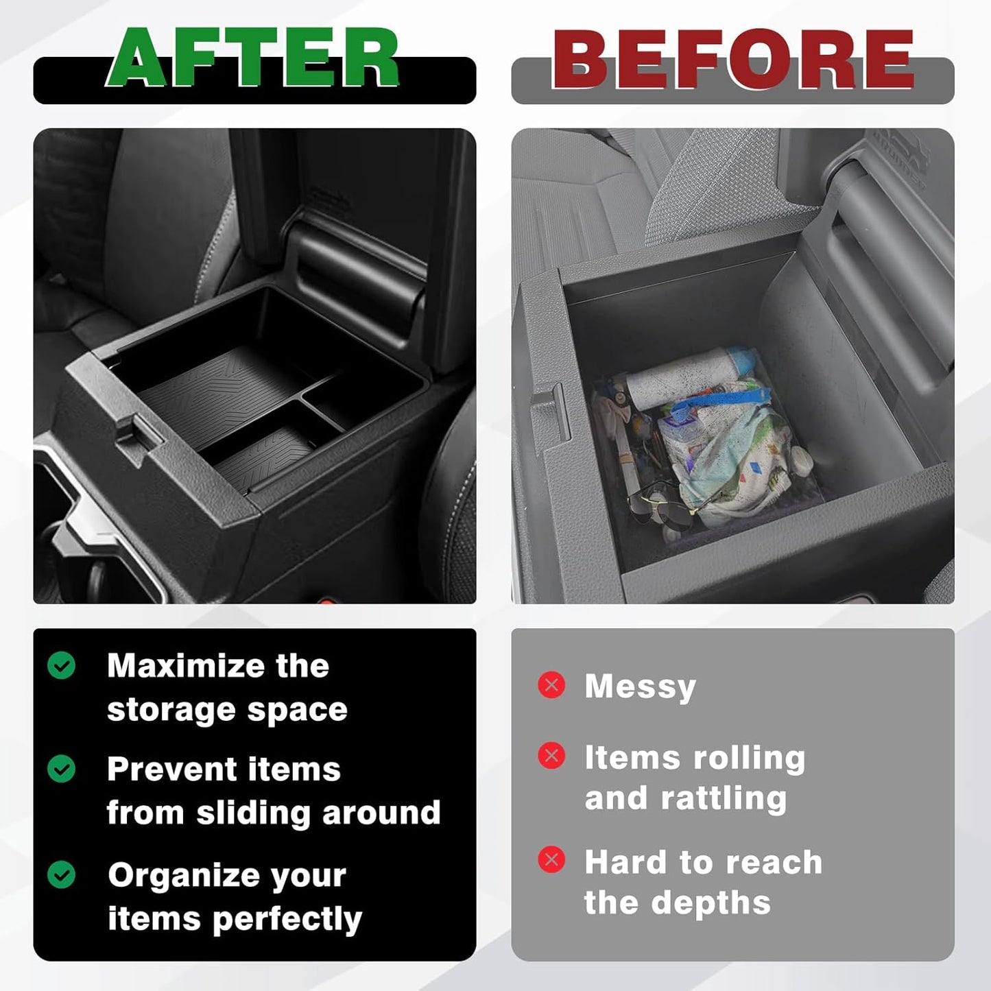 Muslogy Center Console Organizer Compatible with 2025 Toyota 4Runner Accessories Armrest Middle Console Divider Storage Box with Card Slot Tray Divider Insert Organizer ABS Material