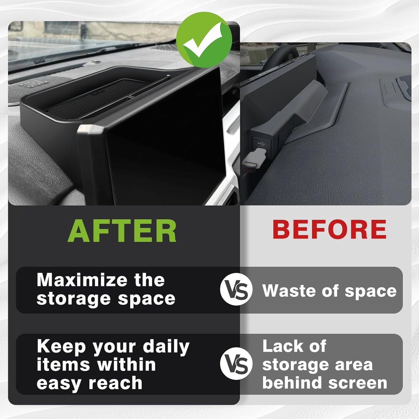 Muslogy Dashboard Storage Box Compatible with 2024 2025 Tacoma & 2025 4Runner Accessories Center Console Organizer w/14-inch Screen for Limited Trailhunter TRD Pro (14 Inch Screen Only) (Black)