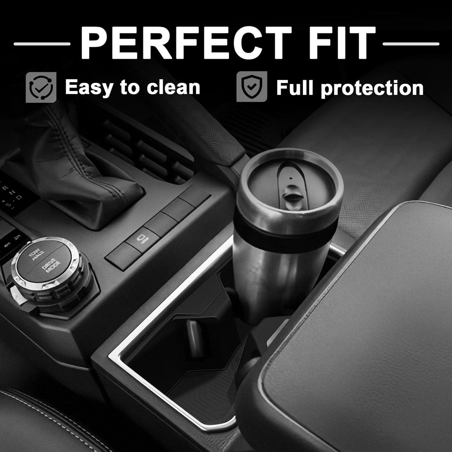 Muslogy Center Console Cup Holder Inserts Compatible with 2025 Toyota 4Runner Accessories Middle Console Armrest Front Drink Stopper Non-Slip Silicone Rubber Organizer Drink Cup Holder Organizer