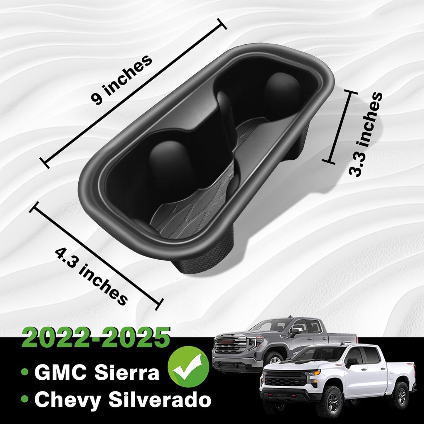 Muslogy Center Console Cup Holder Inserts Compatible with 2022-2024 2025 Chevy Silverado & GMC Sierra Accessories Middle Console Drink Holder TPE Organizer Non-Slip Drink Stopper(Bucket Seat Only)