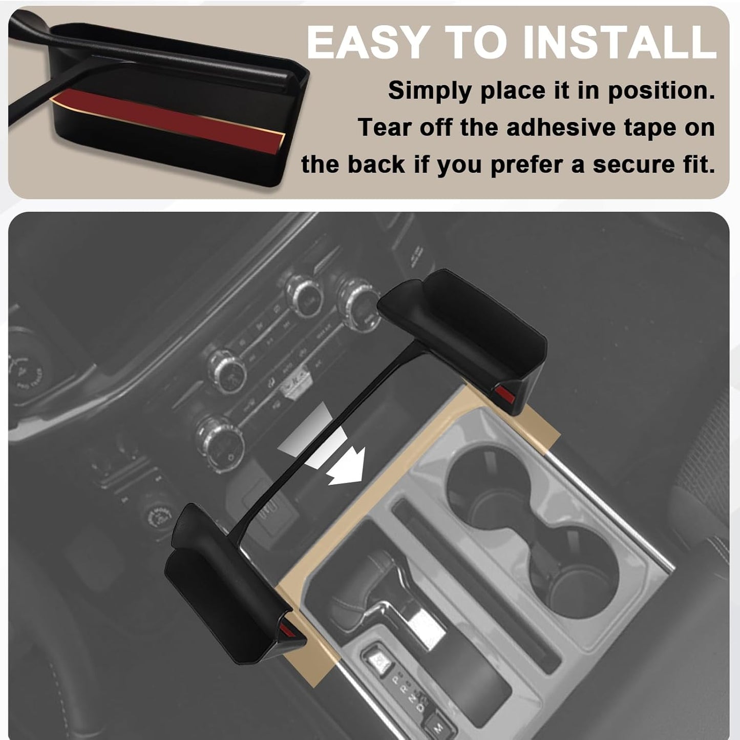 Muslogy Center Console Organizer Compatible with 2021-2024 2025 Ford F150 Accessories Hanging Storage Box Console Left & Right Phone Pocket Gear Shift Side Organizer