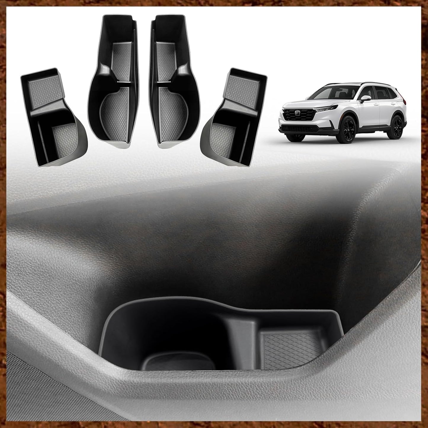 Muslogy for 2025 2024 2023 CR-V Door Side Storage Box 4Pcs Door Handle Pocket TPE Anti-Slip Insert Tray Compatible with Honda CRV 2023-2025 Accessories