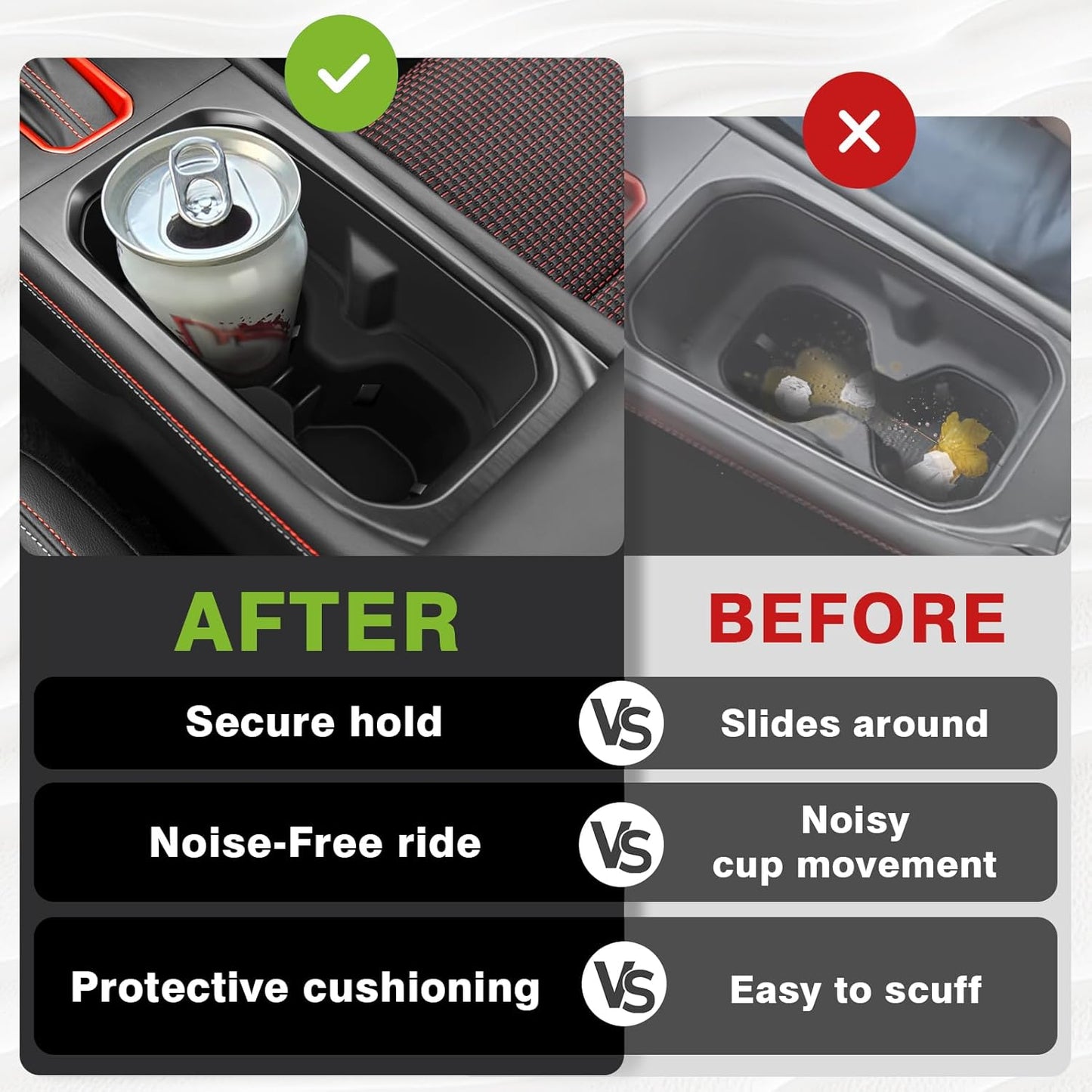 Muslogy Center Console Cup Holder Inserts Compatible with 2025 Nissan Kicks Accessories Middle Console Armrest Front Drink Stopper Non-Slip Silicone Rubber Organizer Drink Cup Holder Organizer