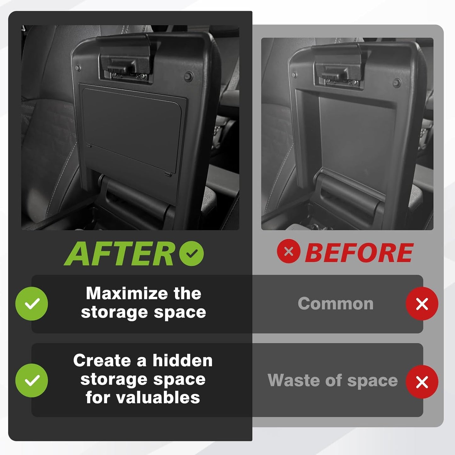 Muslogy Center Console Hidden Storage Box Compatible with 2025 2026 Toyota 4Runner Accessories Armrest Privacy Hidden Design Middle Console Secret Organizer Compartment ABS Material Large Opening