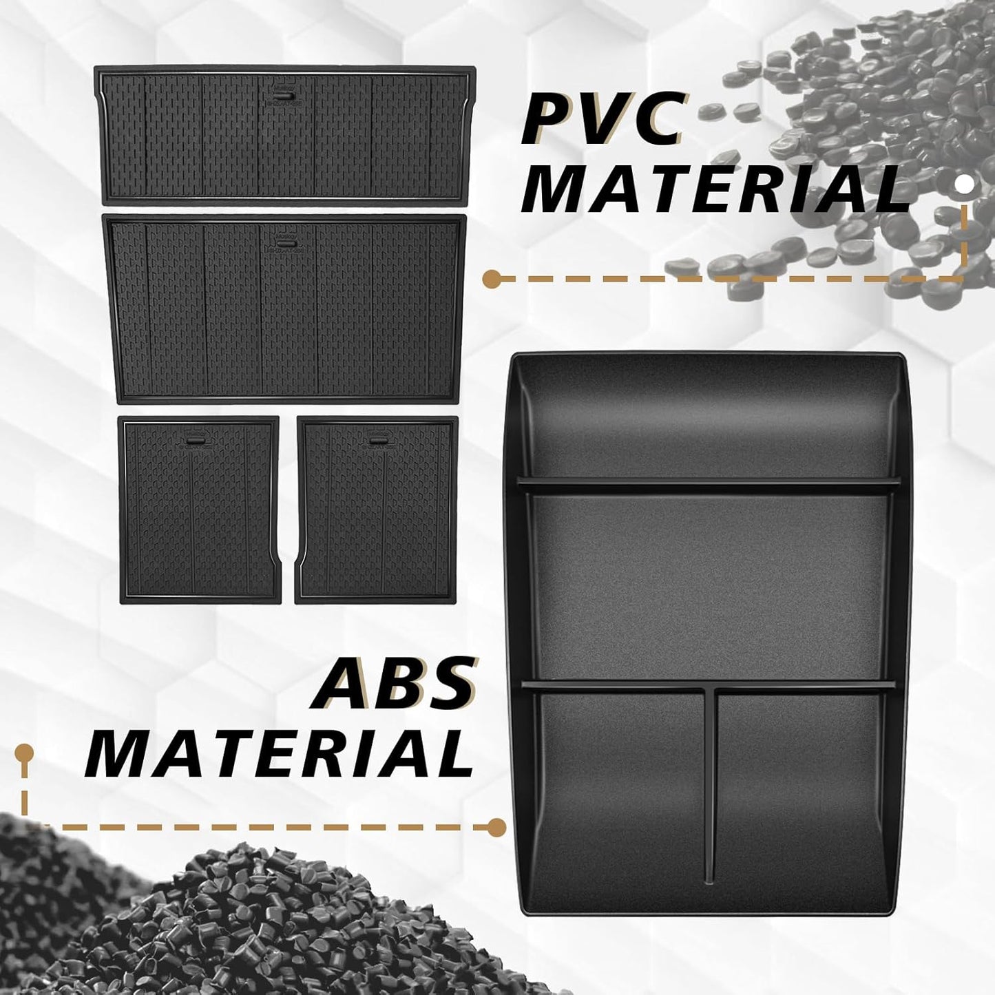 Muslogy Lower Center Console Organizer Compatible with 2024 2025 GMC Acadia & Chevy Traverse Accessories Interior Storage Divider Bottom Insert Tray with Anti-Slip Mats