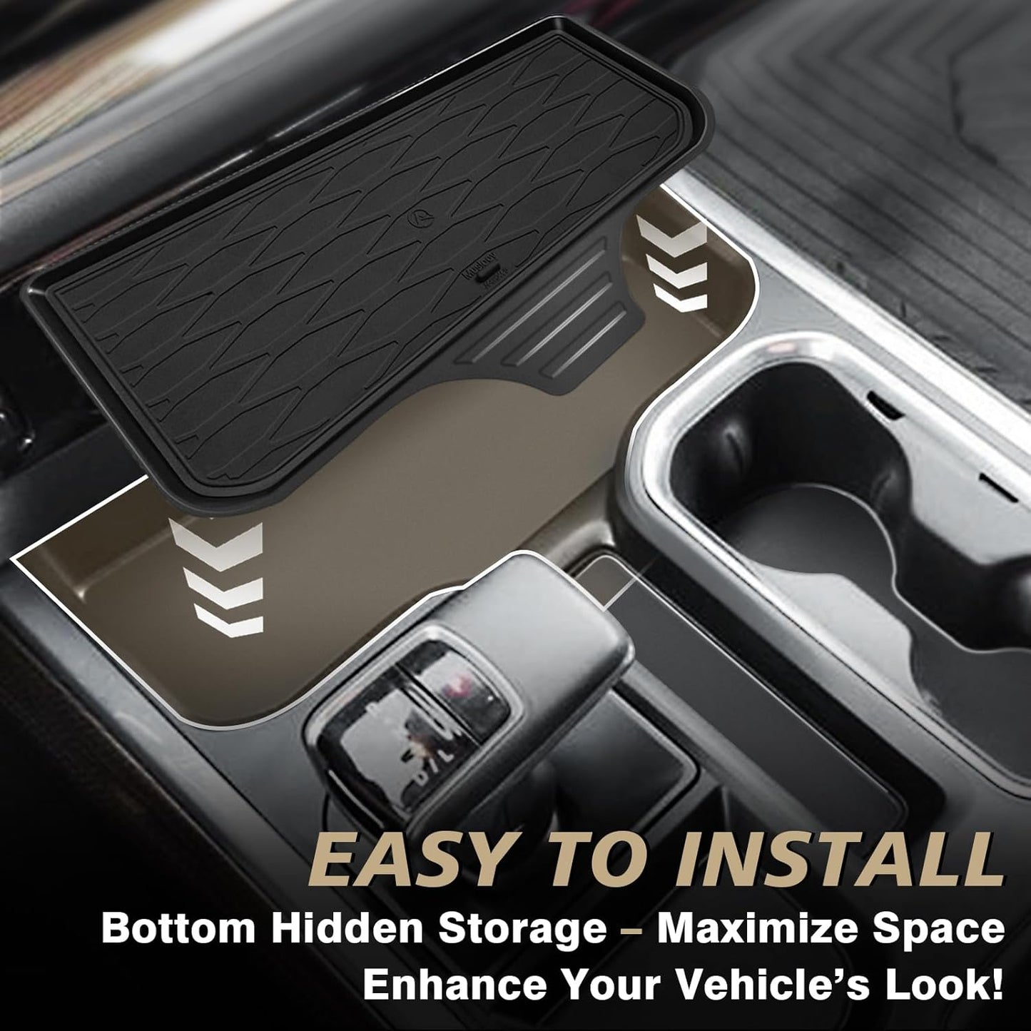 Muslogy Front Center Console Organizer Fits for 2022-2025 Chevy Silverado/GMC Sierra 1500 Hidden Panel Secret Pocket Storage Lid Removable Cover(Bucket Seats Only)