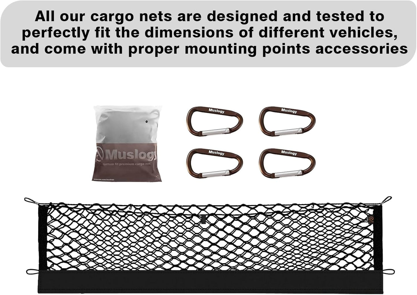 Muslogy Truck Bed Cargo Net Compatible with Honda Ridgeline 2017-2024 2025 Accessories Storage Organizer Pickup Truck Bed Envelope Style Cargo Net with Heavy Duty Carabiners