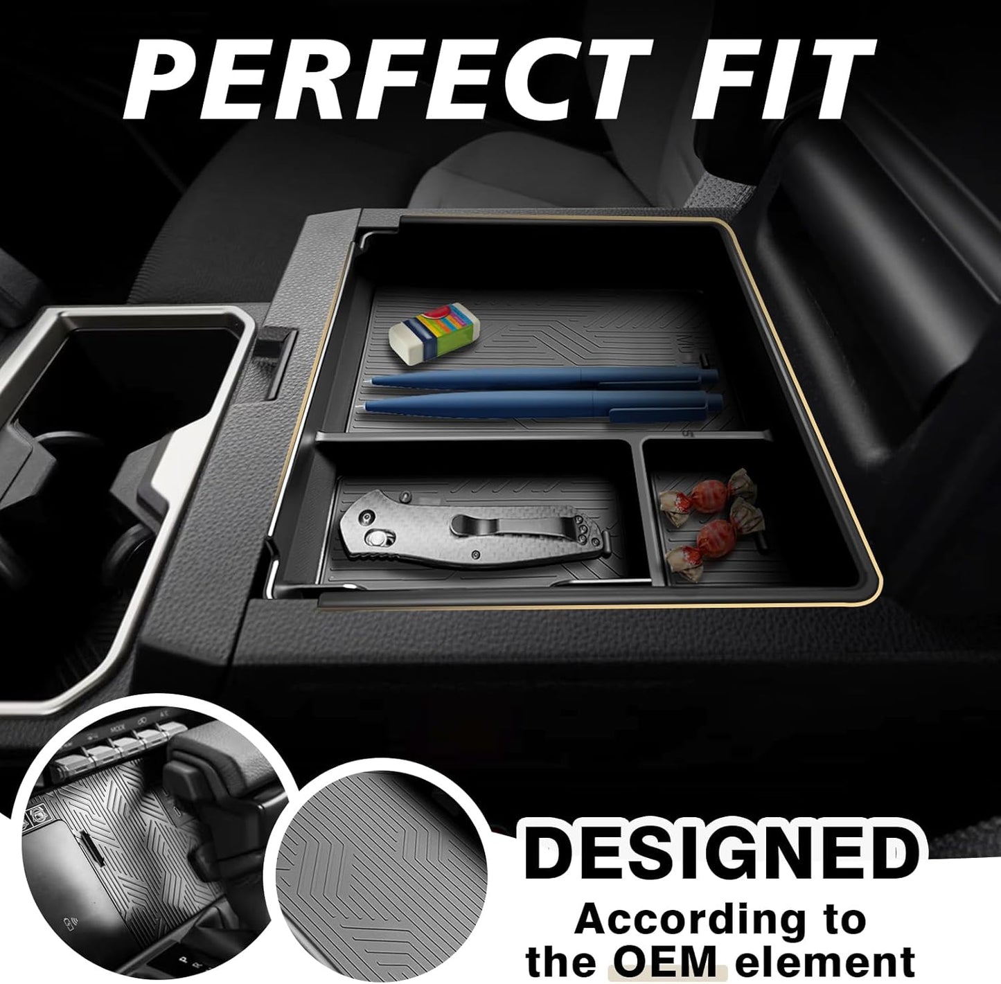 Muslogy Center Console Organizer Compatible with 2025 Toyota 4Runner Accessories Armrest Middle Console Divider Storage Box with Card Slot Tray Divider Insert Organizer ABS Material
