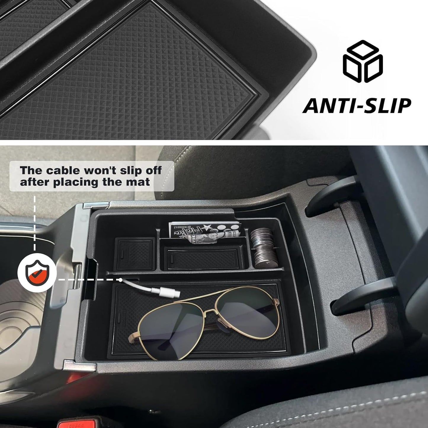 Muslogy Center Console Organizer Compatible with Kia K4 2025 Accessories Armrest Middle Console Divider Storage Box with Coin Holder Card Slot Tray Divider Insert Organizer