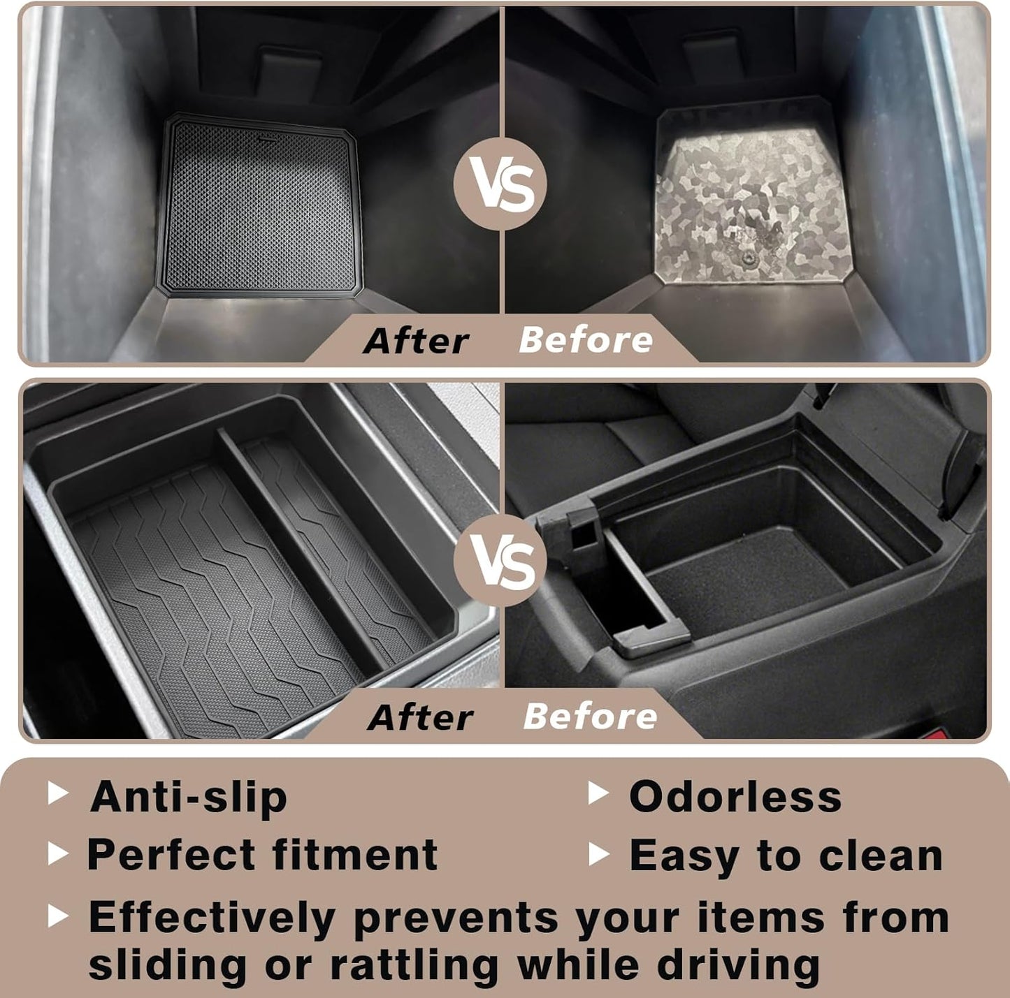 Muslogy Center Console Organizer Compatible with Chevy Colorado/GMC Canyon 2023 2024 2025 Console OEM Tray Insert Divider & Console Bottom Mat Set TPE Storage Box Center Console Layer Insert Tray