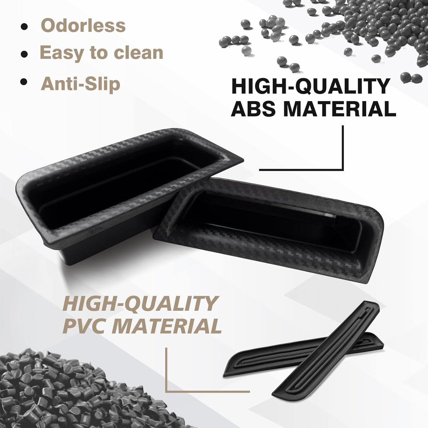 Muslogy for 2024 2025 Mustang Door Handle Storage Box 2PCS Door Pocket Insert Organizer Interior Accessories Armrest Phone Container ABS Tray Compatible with Ford Mustang 2024 2025