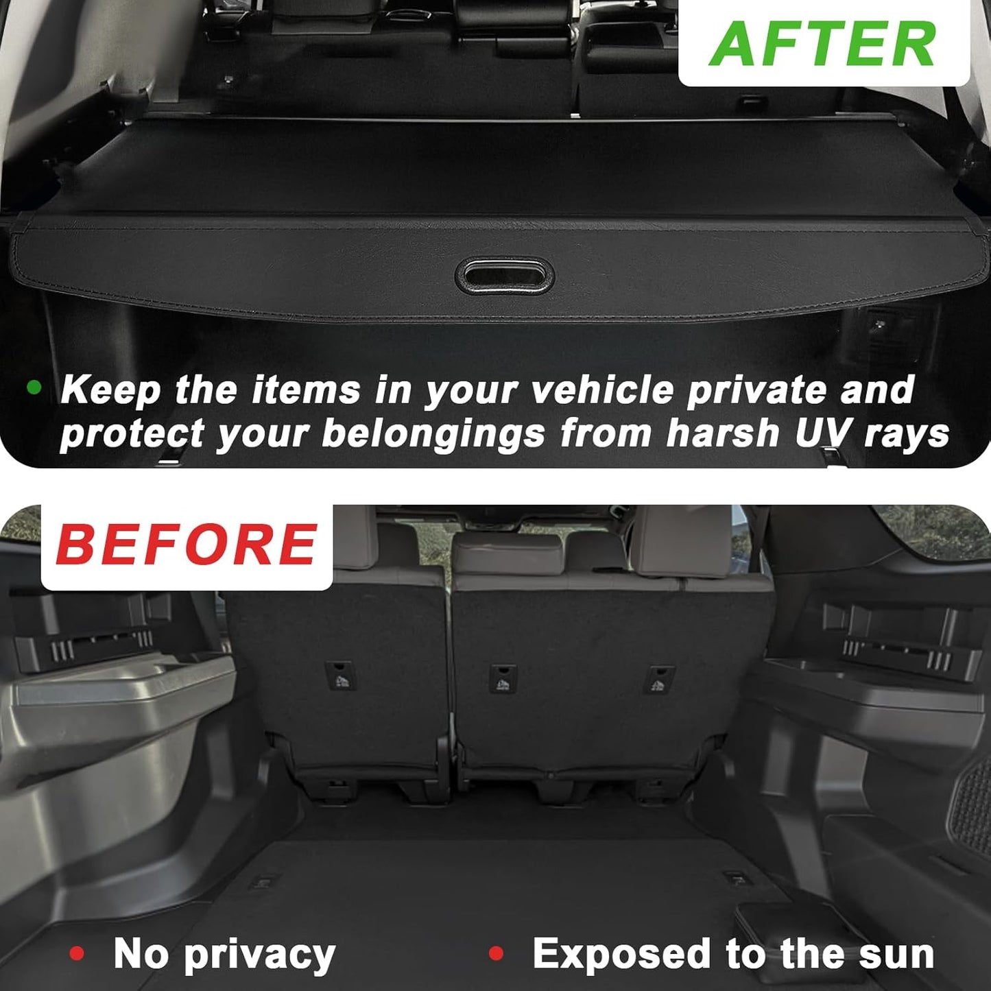 Muslogy Rear Trunk Cargo Cover Compatible with 2025 Toyota 4Runner Accessories Trunk Retractable Cargo Cover Luggage Privacy Security Shield Shade Fit 6th Generation 4Runner