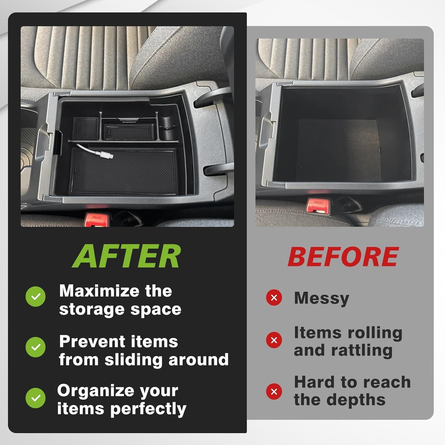 Muslogy Center Console Organizer Compatible with Kia K4 2025 Accessories Armrest Middle Console Divider Storage Box with Coin Holder Card Slot Tray Divider Insert Organizer