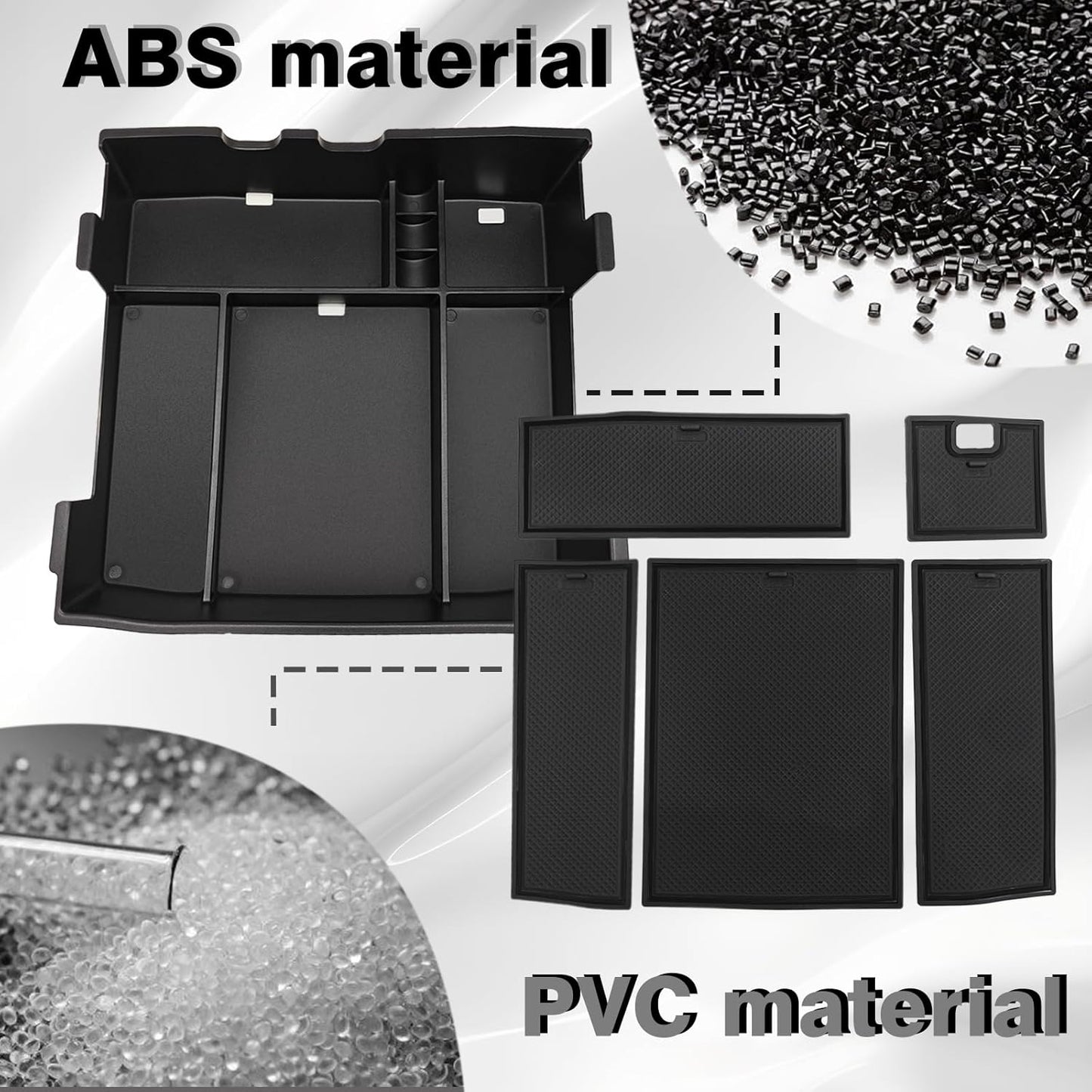 Muslogy Center Console Organizer For 2023-2025 Ford F250 F350 F450 Super Duty Accessories Custom Fit Storage Box Divider(Fit with OEM Tray), Fits Bucket Seats Only, Not for Work Surface Console(Black)