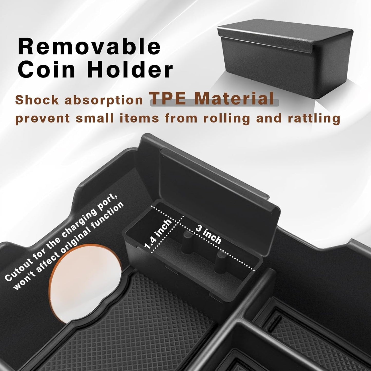Muslogy Center Console Organizer Compatible with 2025 Toyota Camry LE SE XLE XSE Accessories Middle Storage Box with Removable Coin Holder Insert Tray Interior Secondary Accessories (Black)