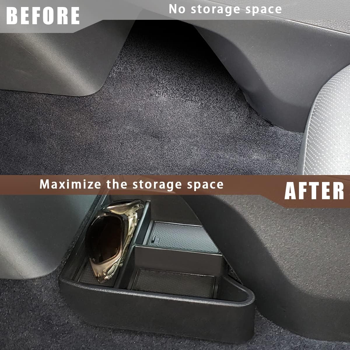 Muslogy for 2022 VW ID.4 Storage Box Organizer Center Console Tray Interior Accessories Compatible with Volkswagen ID 4 ID4 2021-2022 (2021-2022 Lower Center Console Tray)