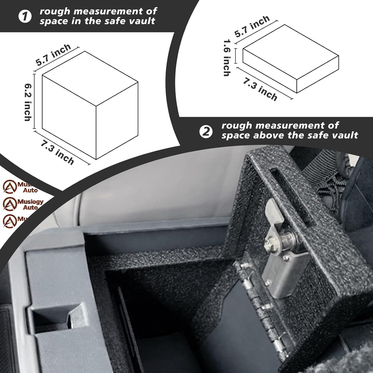 Muslogy Auto Center Console Organizer Safe Vault Lock Box Armrest Storage Compatible with Ford Maverick 2025 2024 2023 2022 Center Console Insert Security Vault Organizer with 4 Digit Combo Password