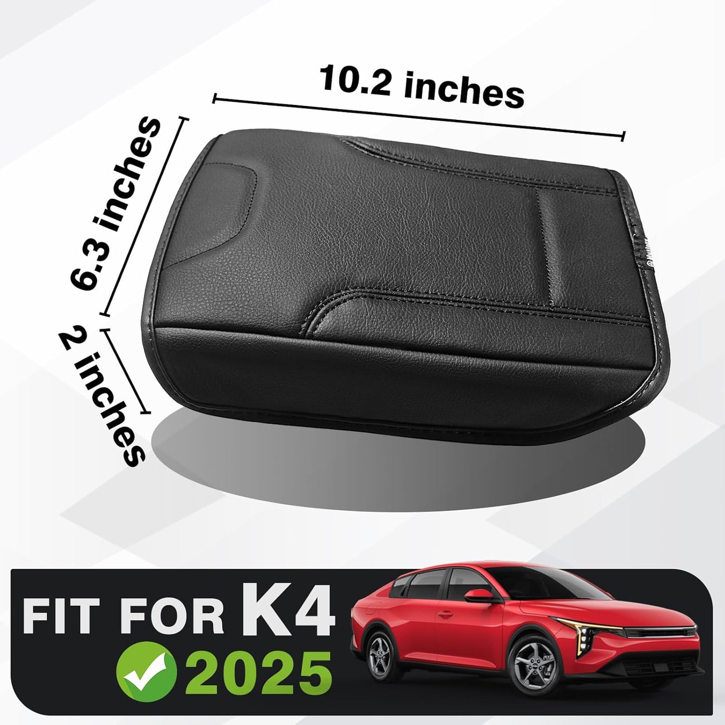 Muslogy Center Console Armrest Cover Compatible with Kia K4 2025 Comfort Armrest Pad Arm Rest Cushion Vegan Leather Protector Regular Thick
