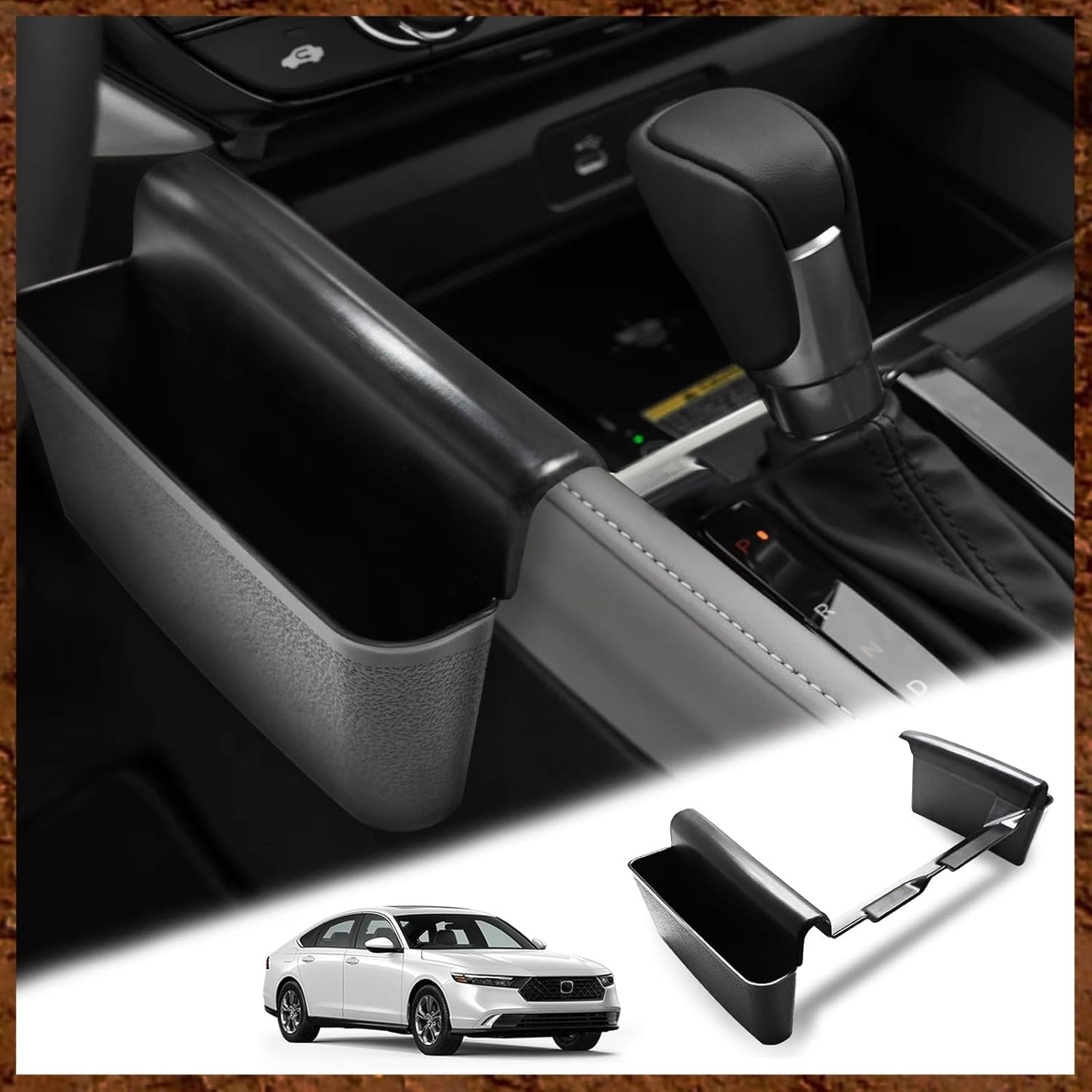 Muslogy for Accord 2025 2024 2023 Center Console Side Storage Box Gear Side Organizer Left & Right Phone Holder Compatible with Honda Accord 2023-2025