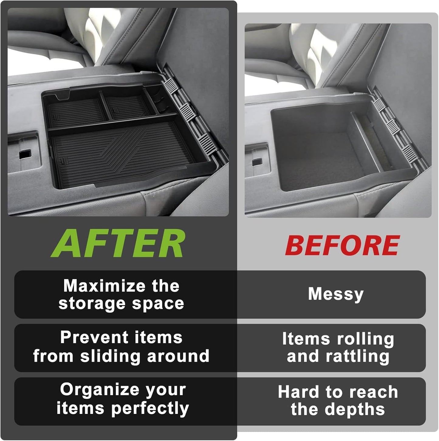 Muslogy Jump Seat Center Console Organizer Fits for Ford F150 2021-2024 2025 Accessories Storage Insert Box Console Armrest Divider(Jump Seat ONLY) - Upper Organizer
