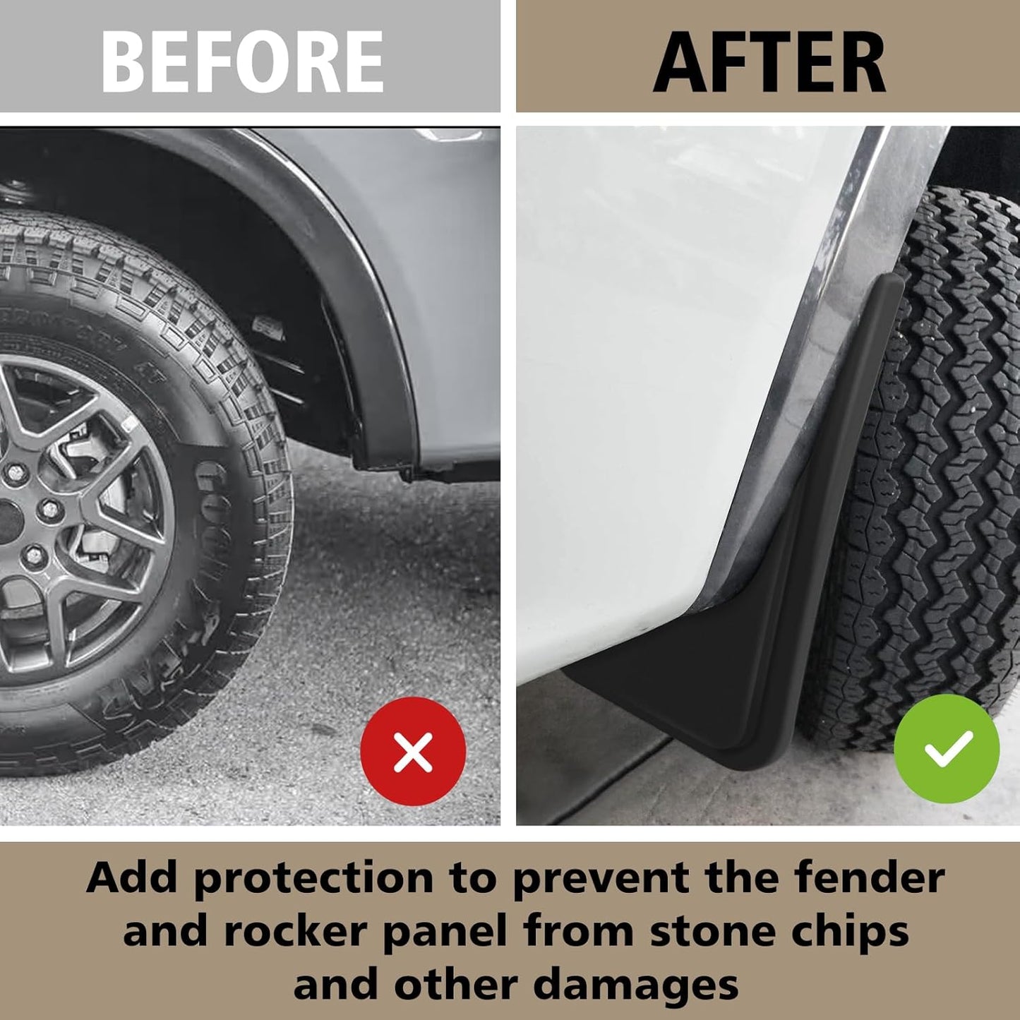 Muslogy Mud Flaps Splash Guards Compatible with Ford Ranger 2024 2025 Accessories Auto Parts Heavy Duty Fender Front & Rear Mudguard 4PCS Fit Ranger XL, XLT, Lariat (Won't Fit Raptor)