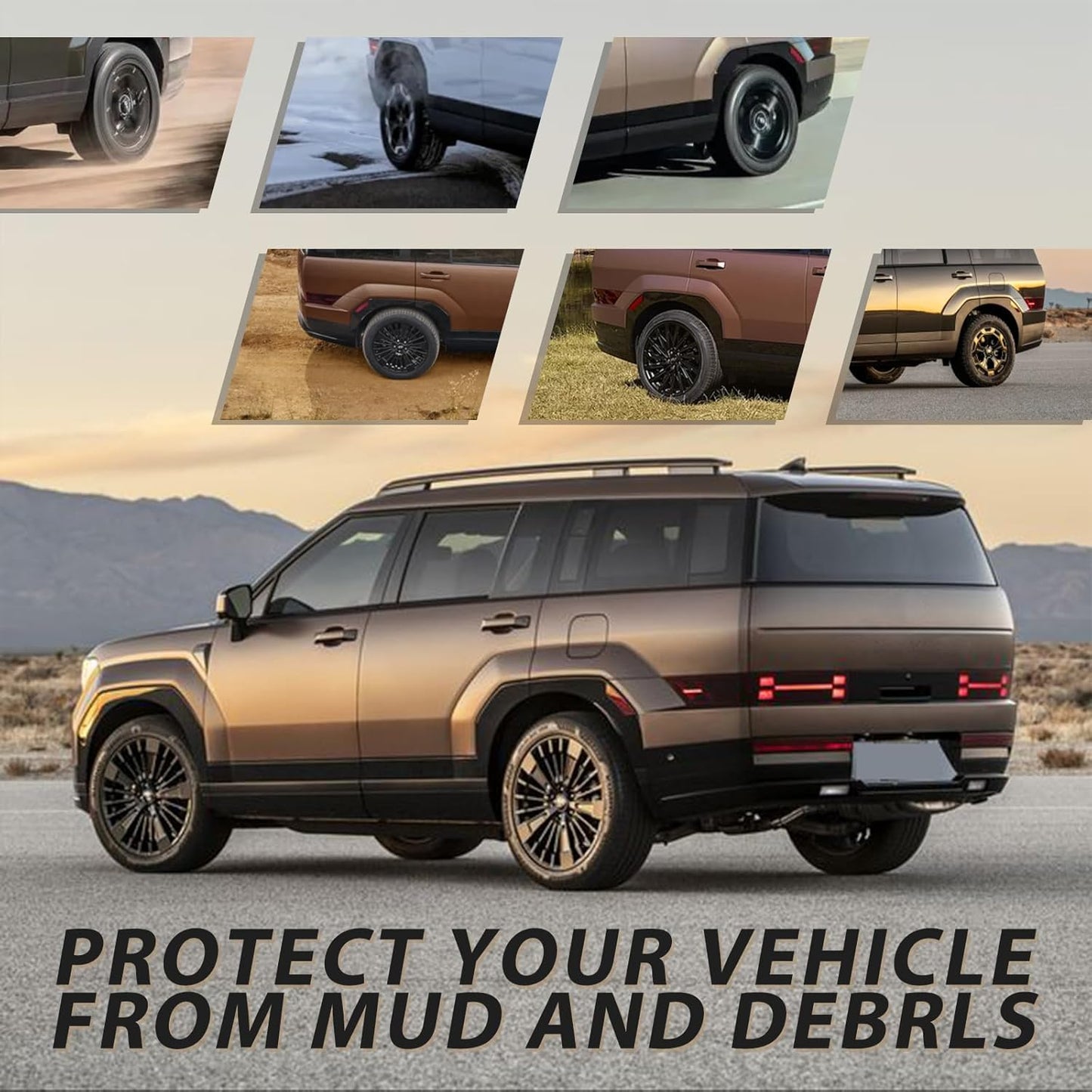 Muslogy Mud Flaps Front and Rear Mudguards Compatible with 2024 2025 Hyundai Santa Fe Accessories All-Weather Fender Mud Splash Fender Flares No Need to Drill 4PCS Set