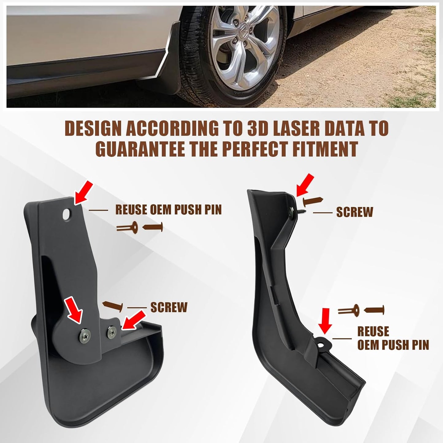 Muslogy for Accord 2025 2024 2023 Mud Flaps Front & Rear 4Pcs Splash Guard Fender Mud Guard No Drilling Required Compatible with Honda Accord 11th Gen 2023 Accessories