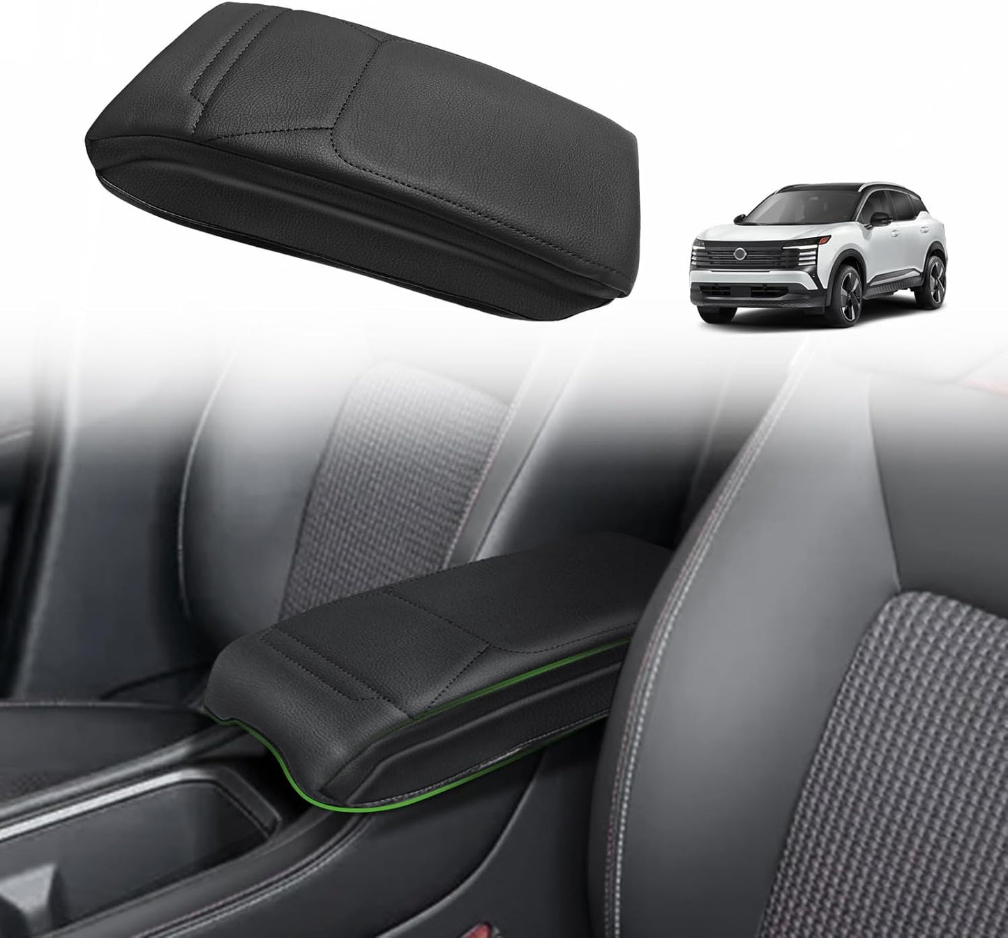 Muslogy Center Console Armrest Cover Compatible with Nissan Kicks S SV SR 2025 Comfort Armrest Pad Arm Rest Cushion Vegan Leather Protector Regular Thick