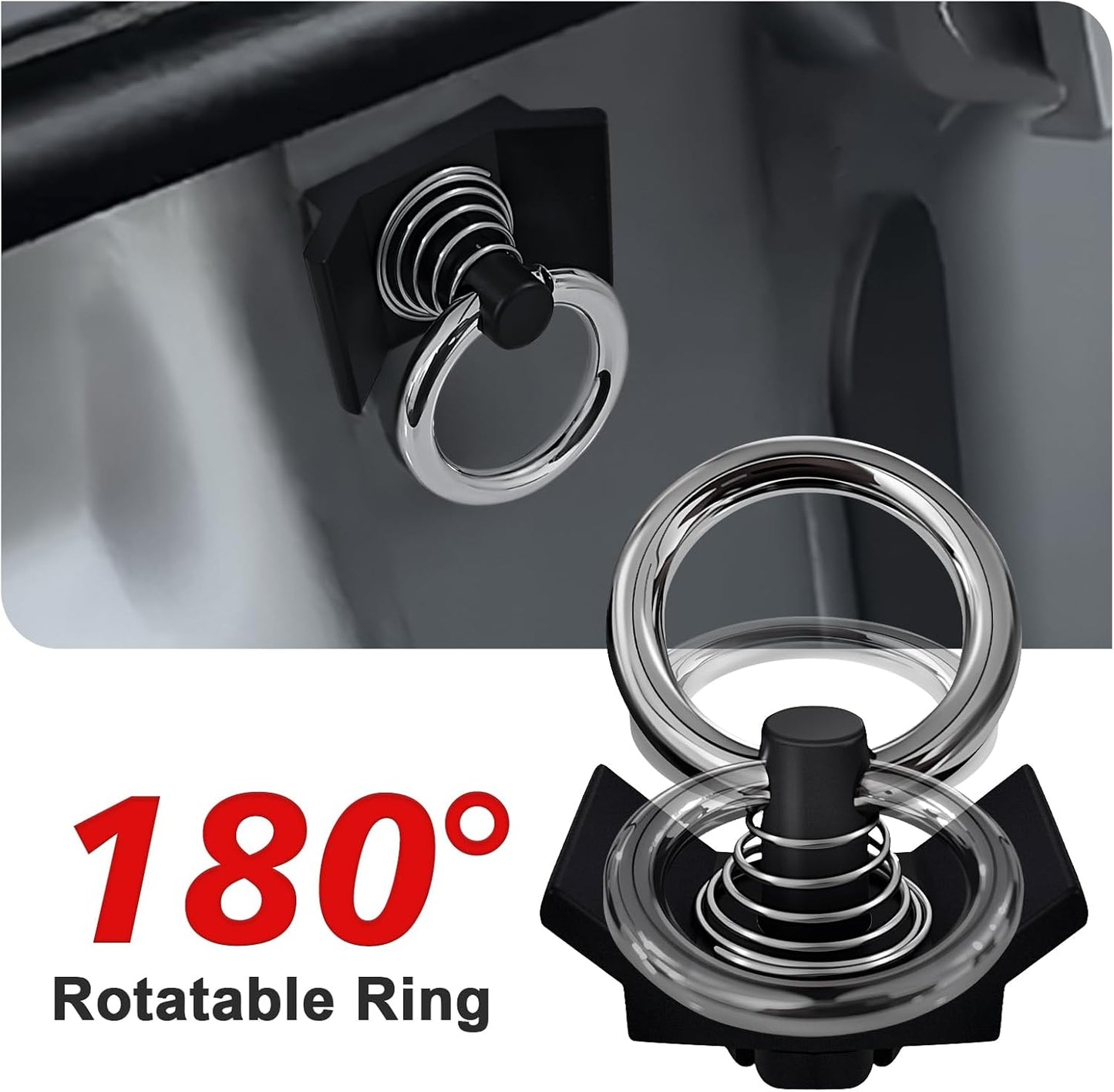 Muslogy Mounting Snap-in Bed Tie Down Anchors Compatible with 2015+ Ford F150 & 2017+ F250/F350/F450 Tie-Down Anchors Mount Hooks Patent Pending Securing Cargo 2PCS(Not for Spray-in Liner Beds)