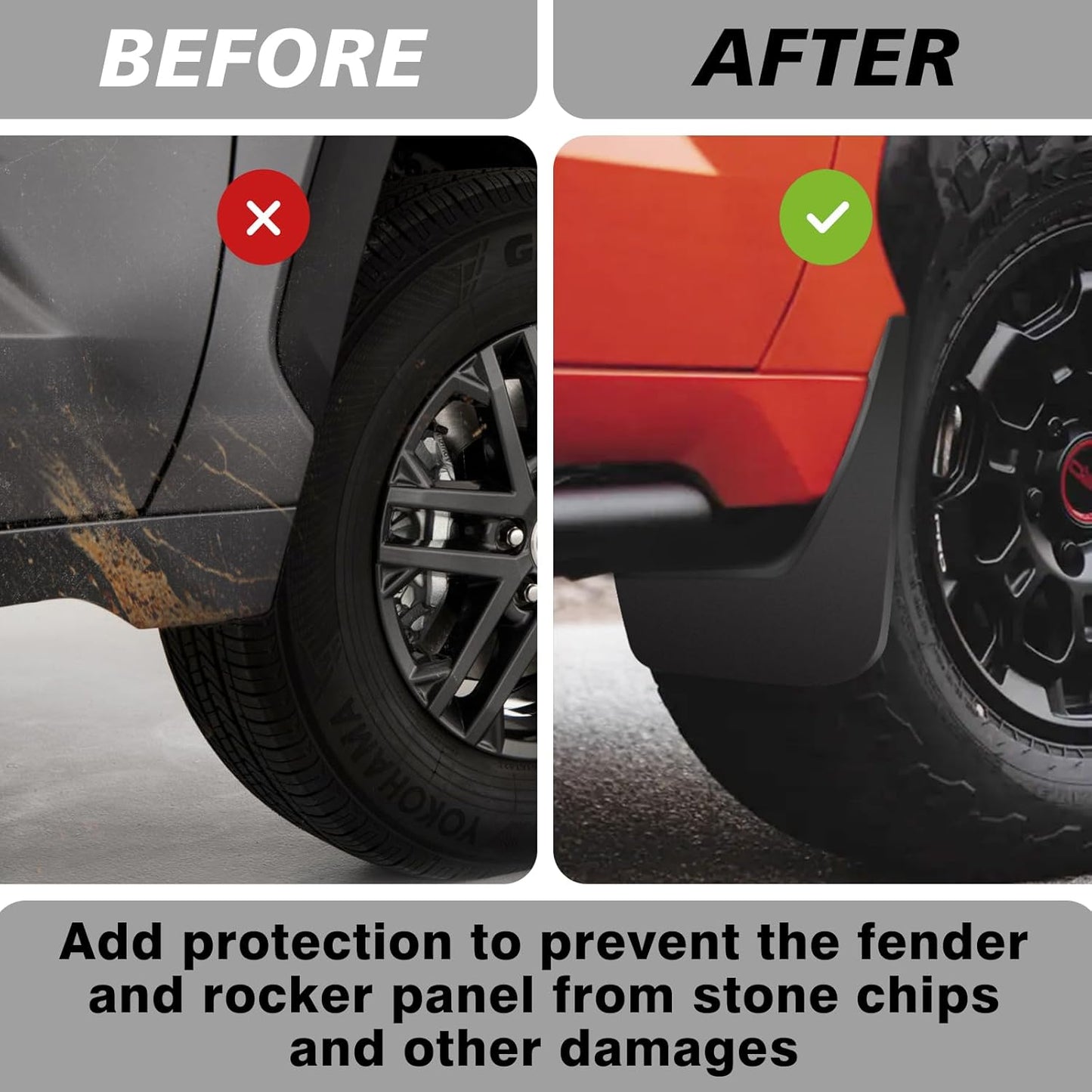 Muslogy Mud Flaps Compatible with Toyota Tundra 2025 2024 2023 2022 3rd Gen Accessories Flaps Front & Rear 4PCS Set Splash Guards All Weather Mudguards No Drilling