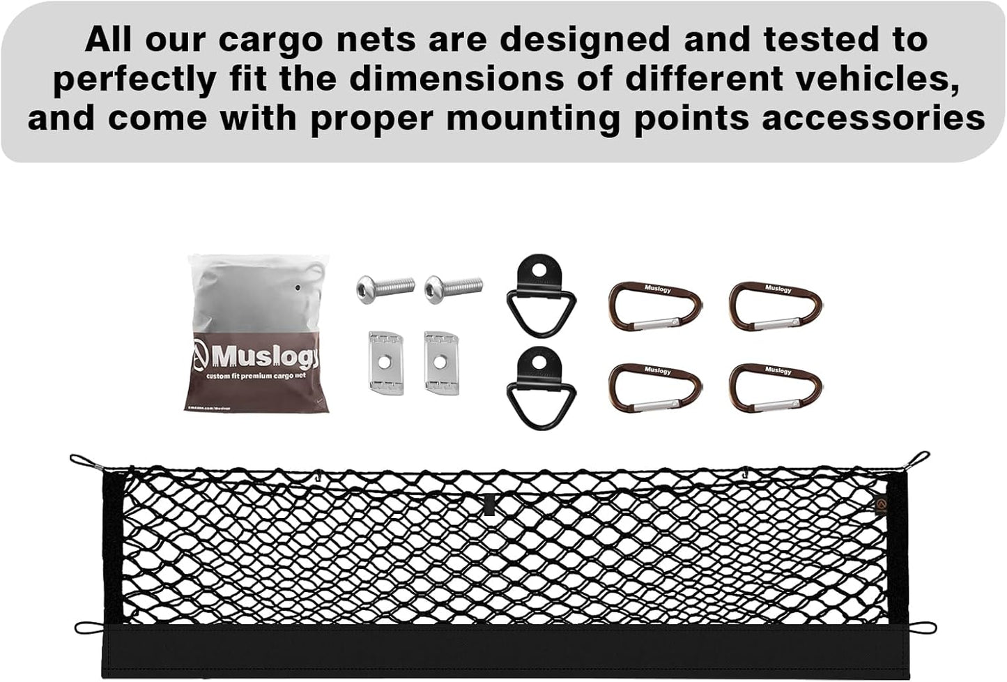 Muslogy Truck Bed Cargo Net Compatible with Nissan Titan 2017-2025 Accessories Storage Organizer Pickup Truck Bed Envelope Style Cargo Net with Heavy Duty Carabiners