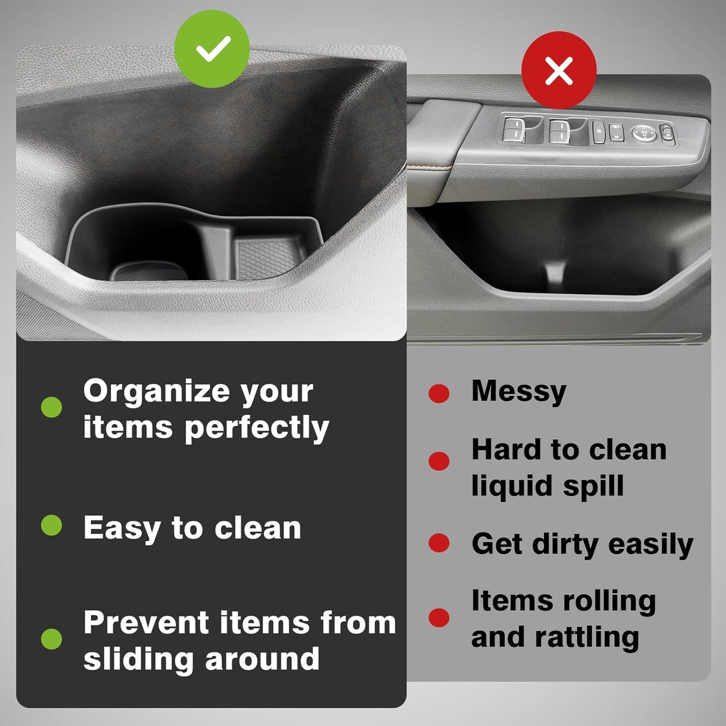 Muslogy for 2025 2024 2023 CR-V Door Side Storage Box 4Pcs Door Handle Pocket TPE Anti-Slip Insert Tray Compatible with Honda CRV 2023-2025 Accessories