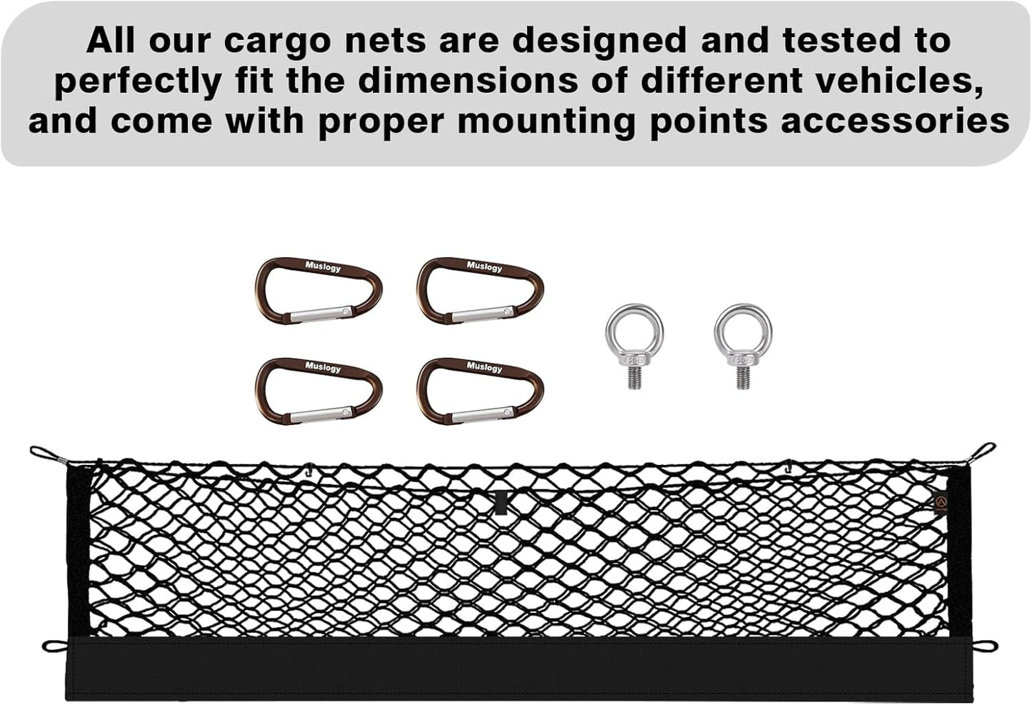 Muslogy Truck Bed Cargo Net Compatible with Jeep Gladiator 2020-2024 2025 JT Accessories Storage Organizer Pickup Truck Bed Envelope Style Cargo Net with Heavy Duty Carabiners 13