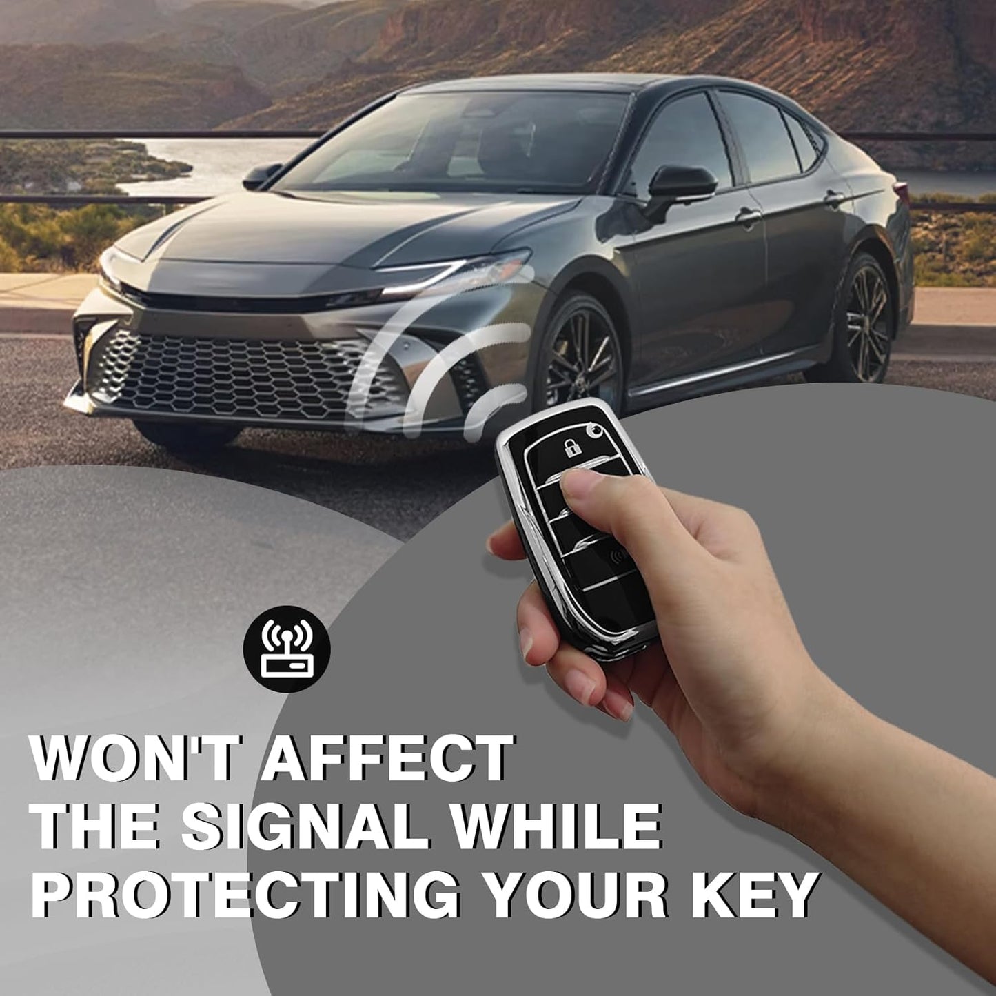Muslogy Key Fob Cover Compatible with Toyota Camry 2025 Accessories Soft TPU Key Fob Case Protector Remote Keyless Keychain