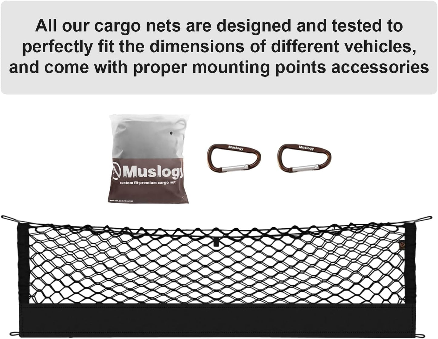 Muslogy Envelope Style Trunk Cargo Net Compatible with Toyota RAV4 2013-2018 Accessories Custom Fit Trunk Organizer Upgraded Storage Luggage Net with Metal Hooks