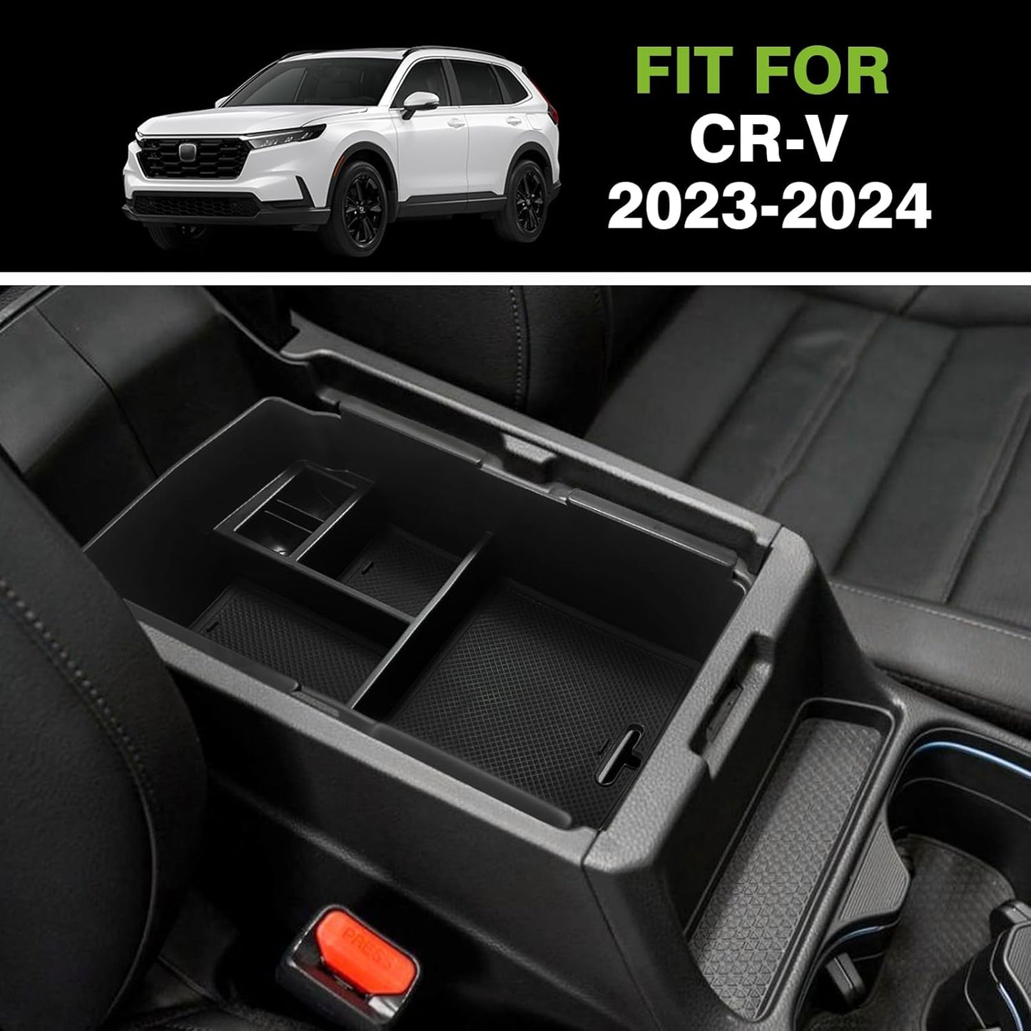 Muslogy Center Console Organizer with Coin Holder Compatible with Honda CRV & CRV Hybrid 2023 2024 2025 LX EX Sport EX-L Sport Touring Hybrid Accessories (Black)