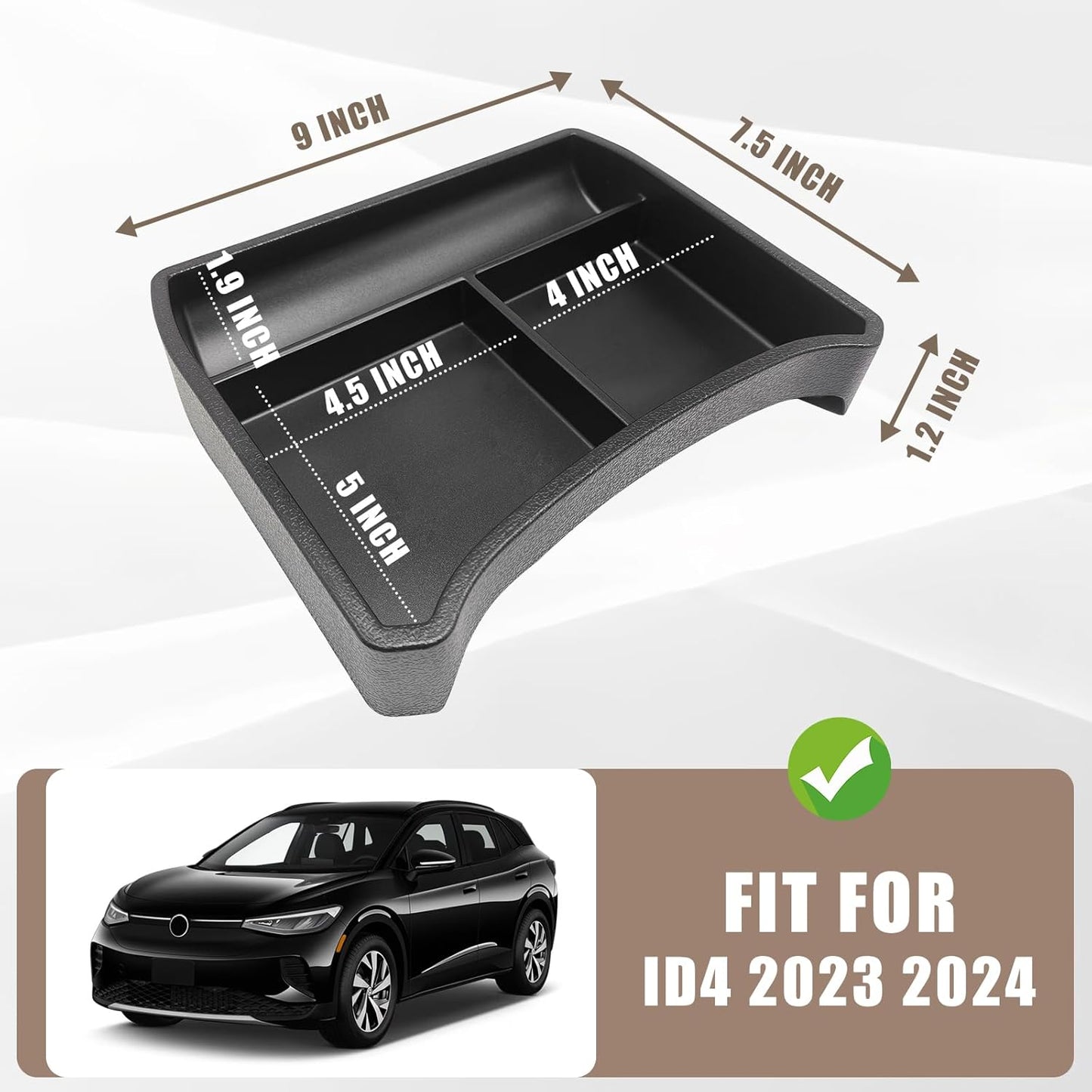Muslogy for 2025 2024 2023 VW ID4 Lower Console Organizer Upgraded Storage Box Insert Tray Interior Accessories Compatible with Volkswagen ID.4 ID 4 2023+ ONLY