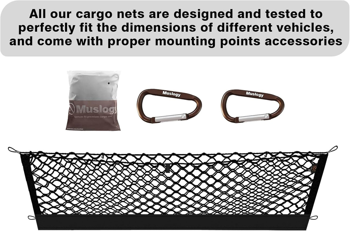 Muslogy Envelope Style Trunk Cargo Net Compatible with 2025 Toyota 4Runner Accessories Custom Fit Trunk Organizer Upgraded Mesh Storage Luggage Net with Metal Hooks