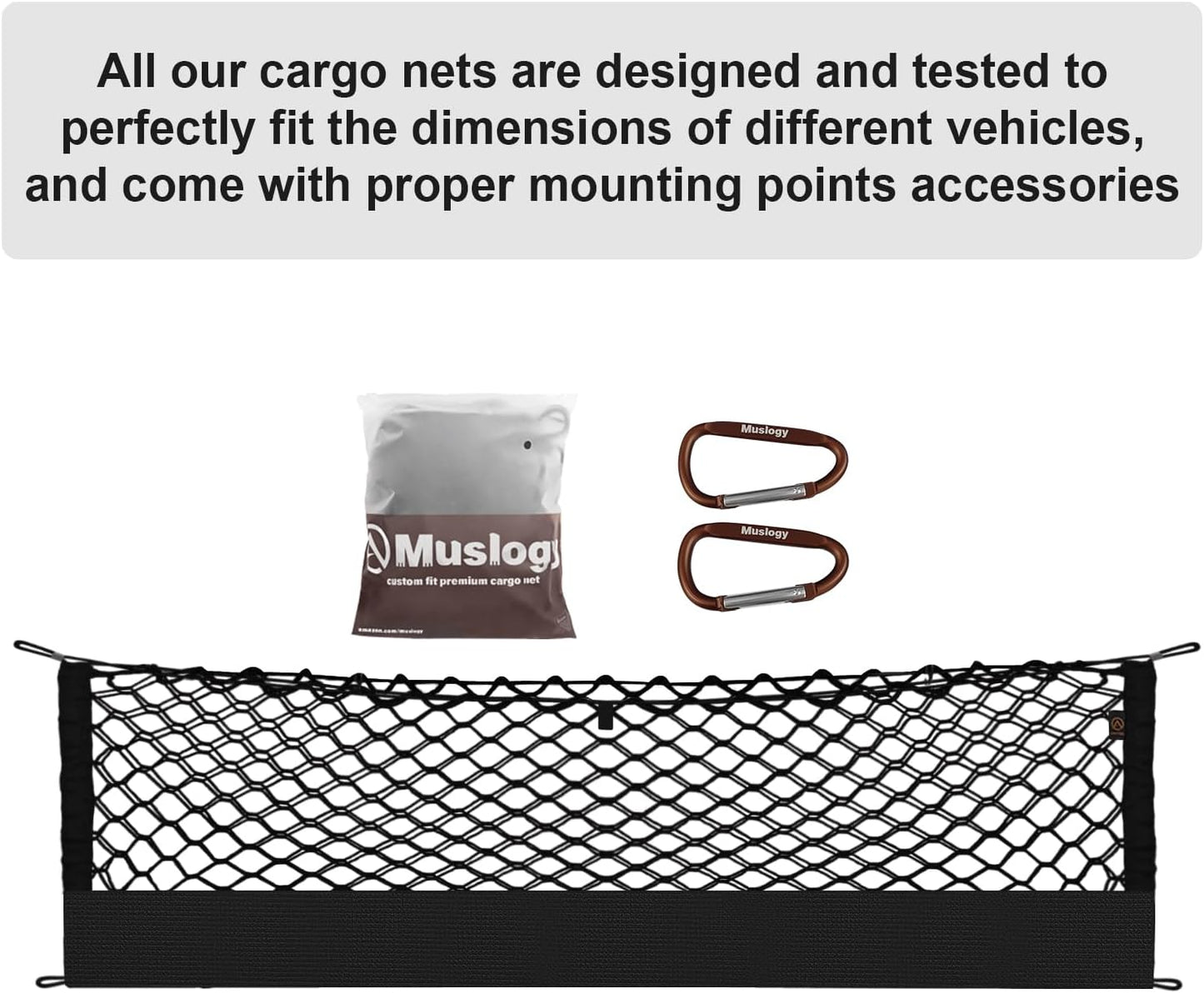 Muslogy Envelope Style Trunk Cargo Net Compatible with 2023 2024 2025 2026 Kia Sportage Accessories Stretchable Cargo Organizer Upgraded Mesh Storage Luggage Net with Metal Hooks