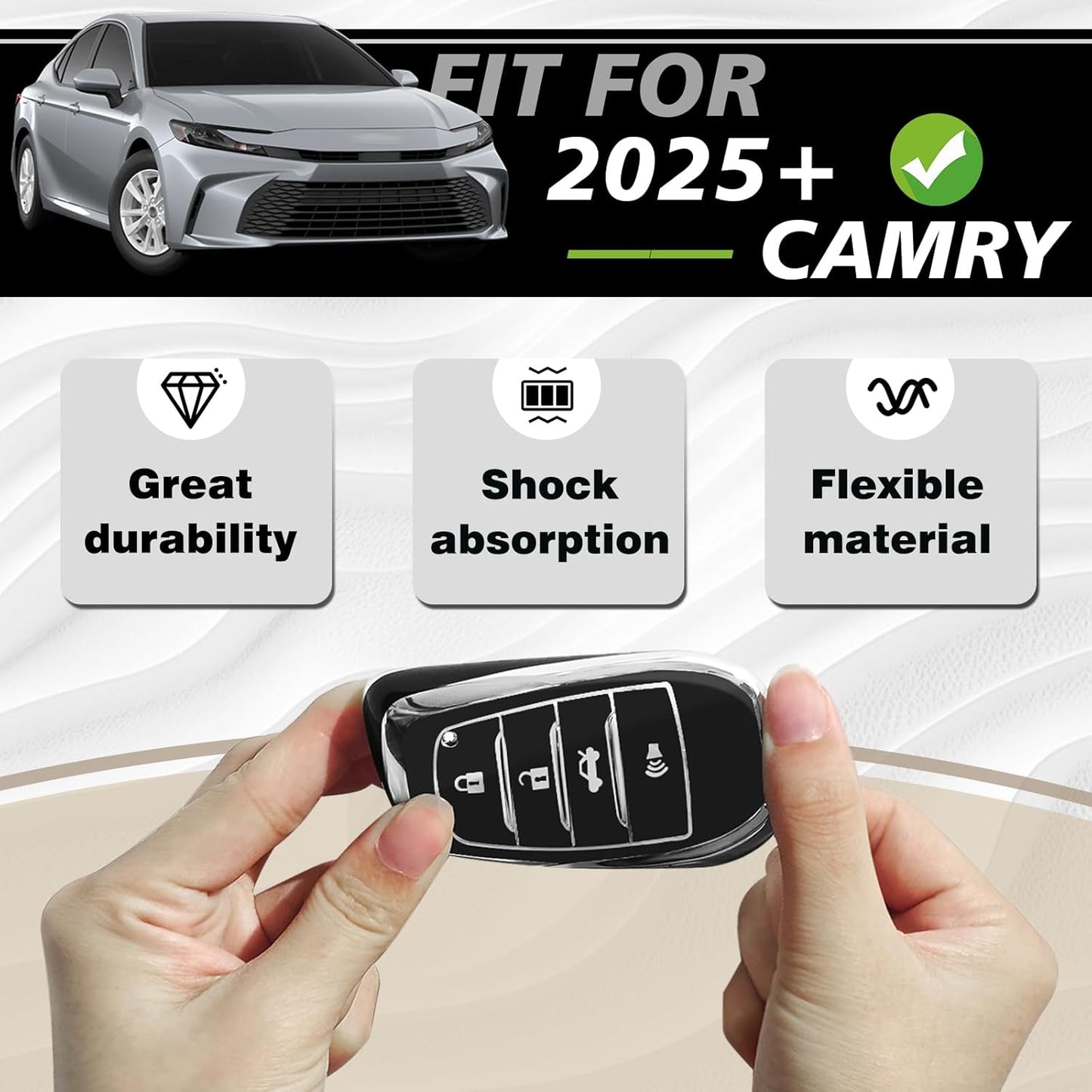 Muslogy Key Fob Cover Compatible with Toyota Camry 2025 Accessories Soft TPU Key Fob Case Protector Remote Keyless Keychain