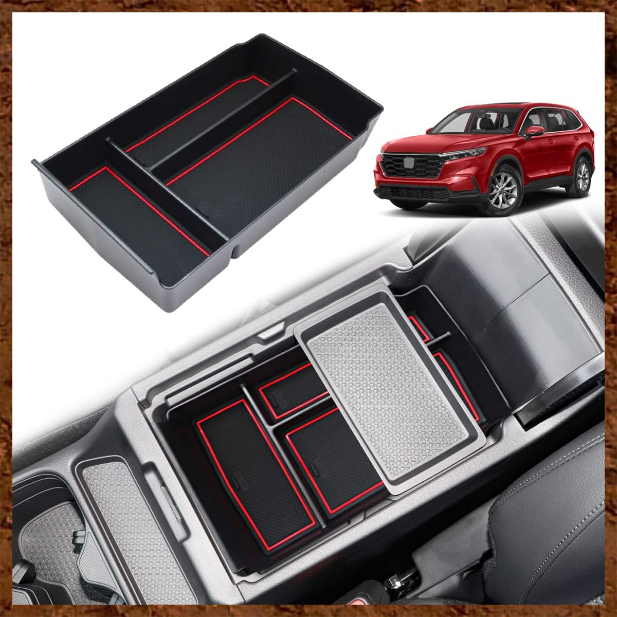 Muslogy Center Console Organizer with Coin Holder Compatible with Honda CRV & CRV Hybrid 2023 2024 2025 LX EX Sport EX-L Sport Touring Hybrid Accessories (Black)