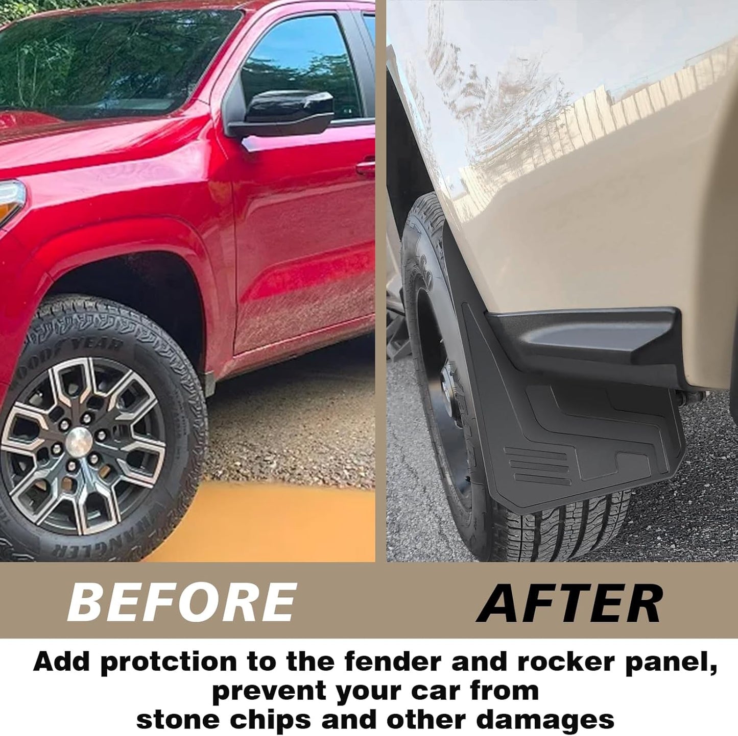 Muslogy for 2023+ Colorado Mud Flaps Without Fender Flare Front & Rear Splash Guards No Drilling Required Compatible with Chevy Colorado Without Fender Flare 2023 2024 2025