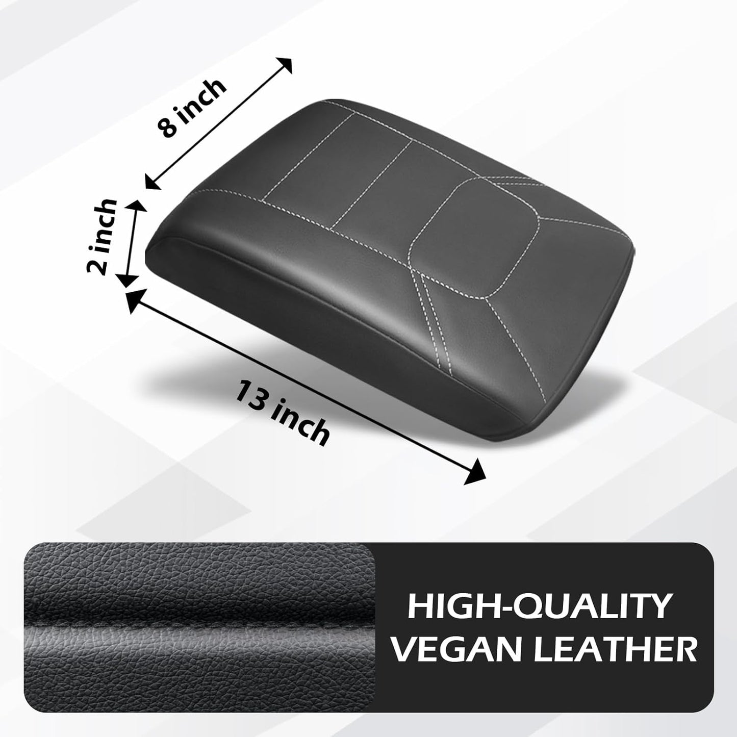 Muslogy Armrest Pad Center Console Cover Compatible with Mazda CX-5 2025 2024 2023-2017 CX5 Accessories Middle Console Cover Cushion Vegan Leather Armrest Lid Protector (Black/Whtie Stitching)