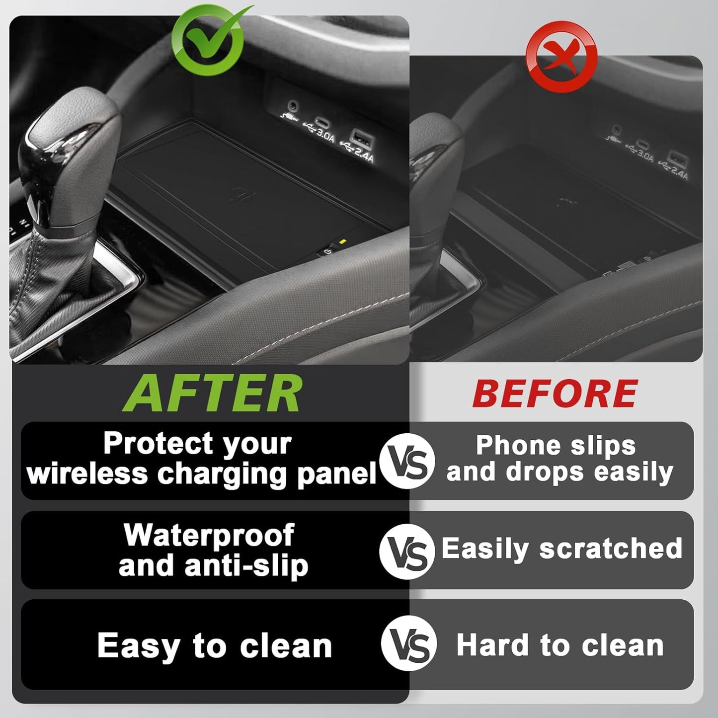 Muslogy Center Console Wireless Charger Protective Mat Compatible with 2025 Subaru Forester Accessories Center Console Inserts Liner Anti-Slip Phone Charge Area Charging Protection