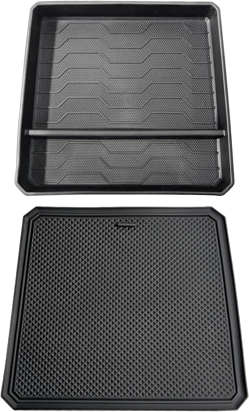 Muslogy Center Console Organizer Compatible with Chevy Colorado/GMC Canyon 2023 2024 2025 Console OEM Tray Insert Divider & Console Bottom Mat Set TPE Storage Box Center Console Layer Insert Tray