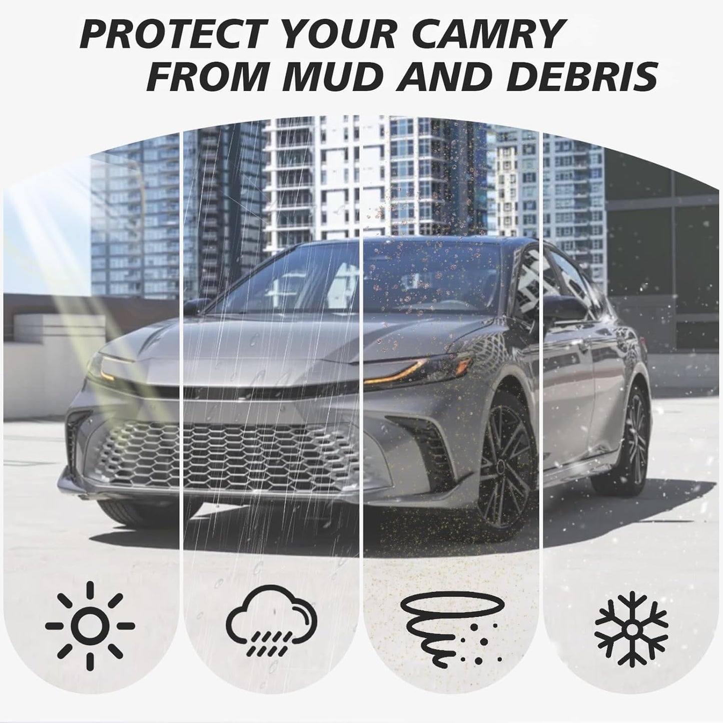 Muslogy Mud Flaps Splash Guards Compatible with Toyota Camry 2025 (LE, XLE) Accessories Wheel & Tire Mudguards Front & Rear Set Fender Mudflaps No Drilling Required (Won't Fit SE/XSE)