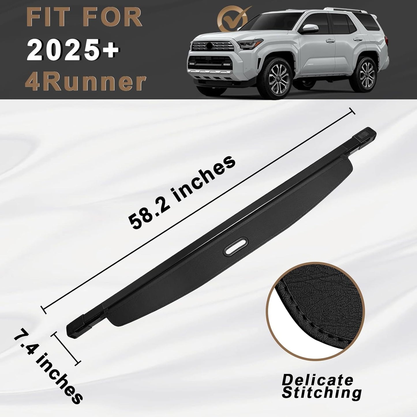 Muslogy Rear Trunk Cargo Cover Compatible with 2025 Toyota 4Runner Accessories Trunk Retractable Cargo Cover Luggage Privacy Security Shield Shade Fit 6th Generation 4Runner