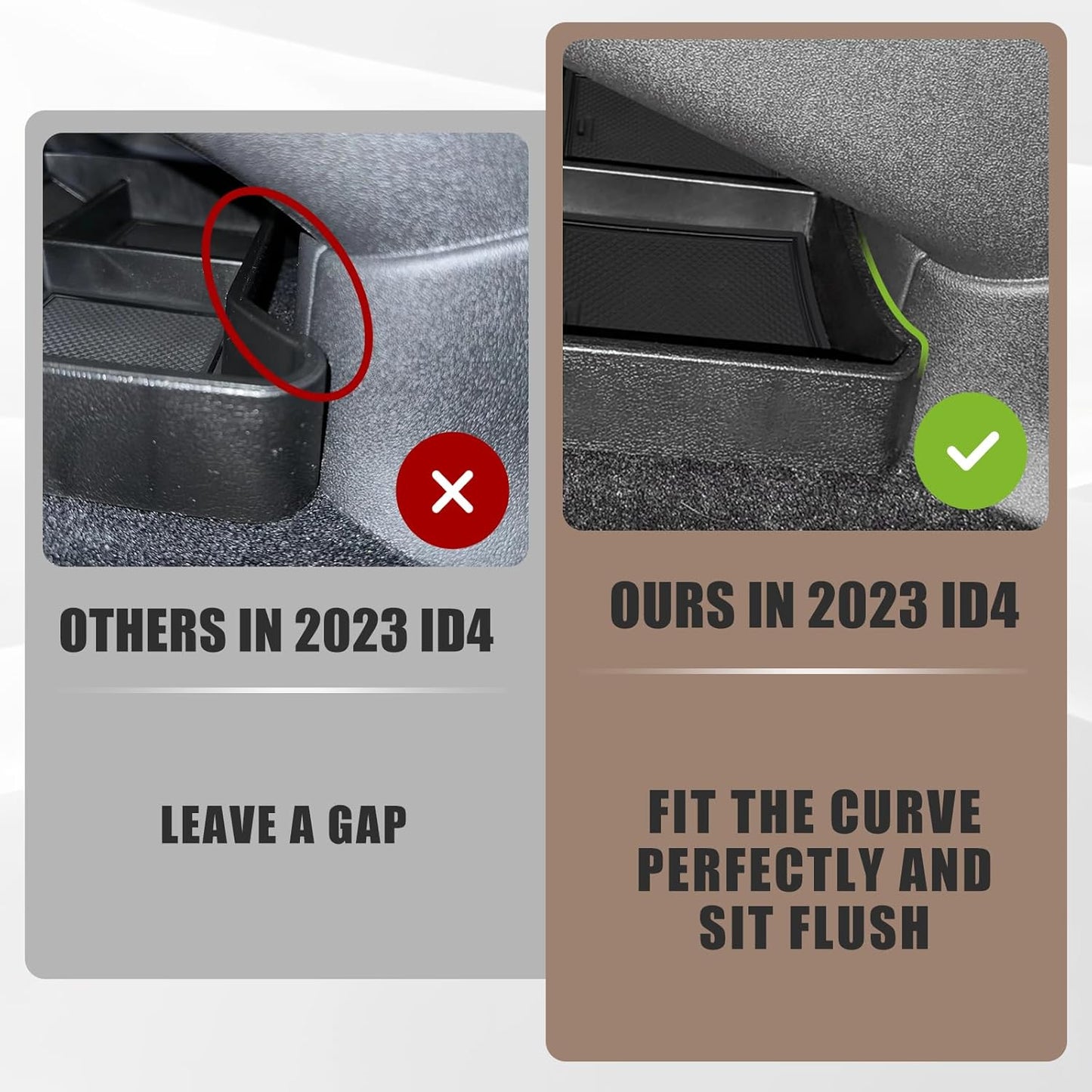 Muslogy for 2025 2024 2023 VW ID4 Lower Console Organizer Upgraded Storage Box Insert Tray Interior Accessories Compatible with Volkswagen ID.4 ID 4 2023+ ONLY