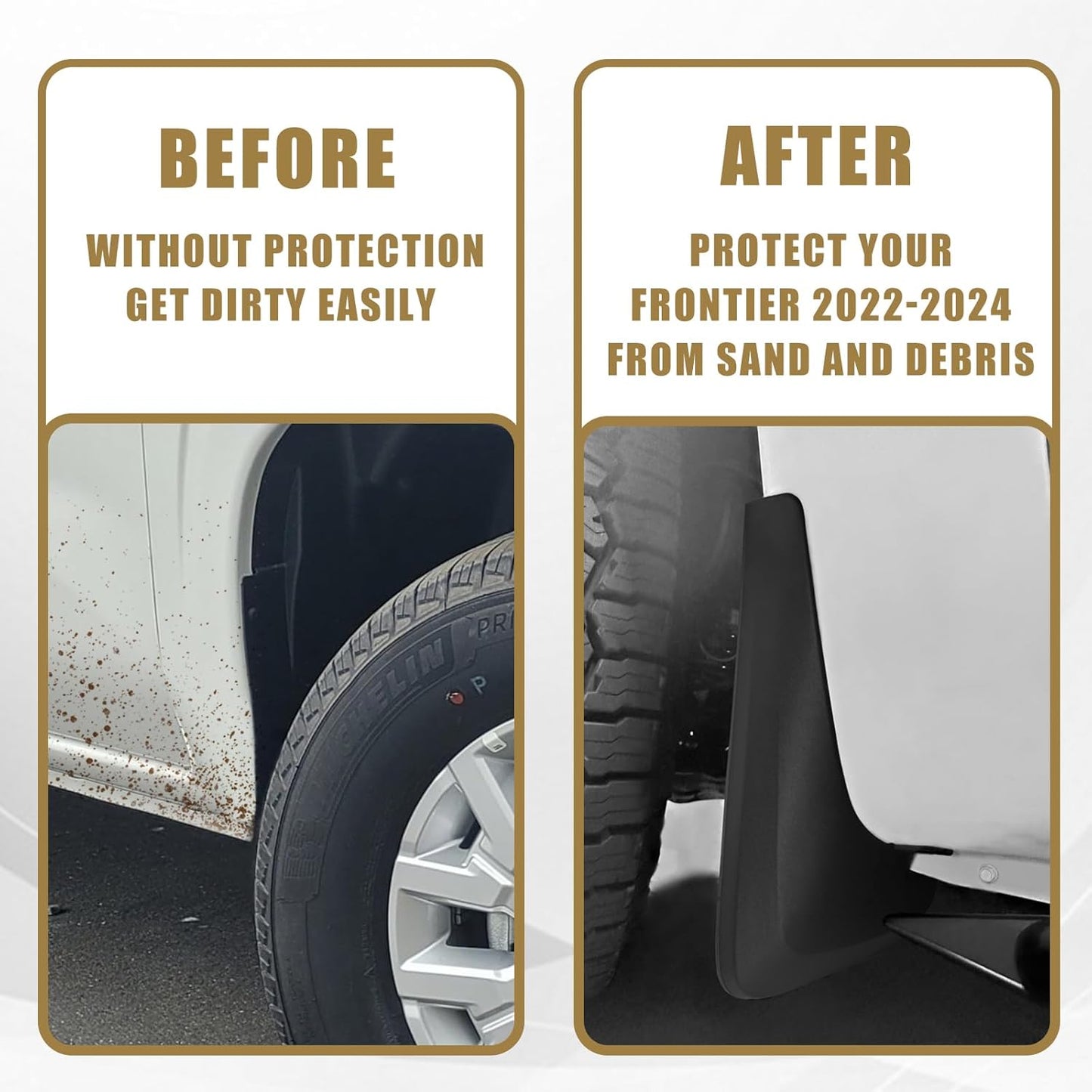 Muslogy for Frontier 2025 2024 2023 2022 Accessories Mud Flaps Splash Guards Mudguards 4PCS Front & Rear Splash Guard No Drilling Required Compatible with Nissan Frontier 2022-2025 (S/SV)
