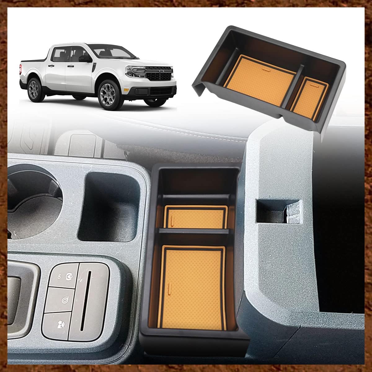 Muslogy for Maverick 2023 2022 Center Console Organizer Gear Shift Storage Box ABS Material Insert Tray Compatible with Ford Maverick 2022 2023 2024 Accessories (Black)